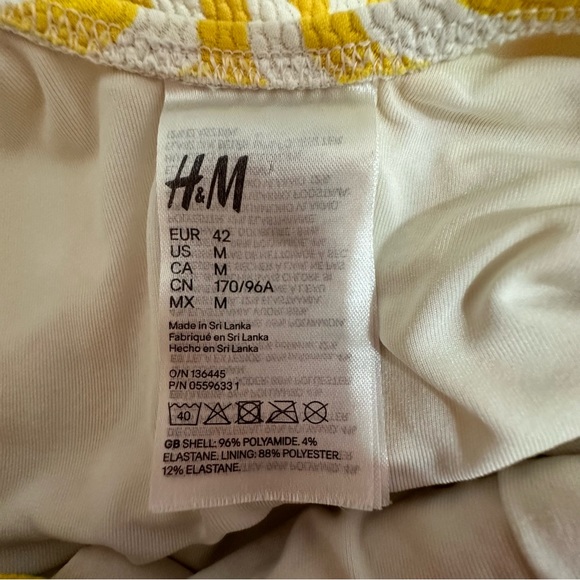 H&M Womens Yellow & White Striped Tank One Piece Swimsuit Size Medium - Picture 7 of 7
